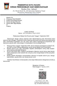 Antisipasi Demo Besar, Disdik Padang Terapkan Belajar dari Rumah 1 September