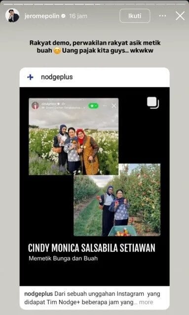 Viral! Anggota DPR RI Cindy Monica Panen Buah di Luar Negeri Saat Rakyat Demo, Netizen hingga Jerome Polin Ikut Soroti